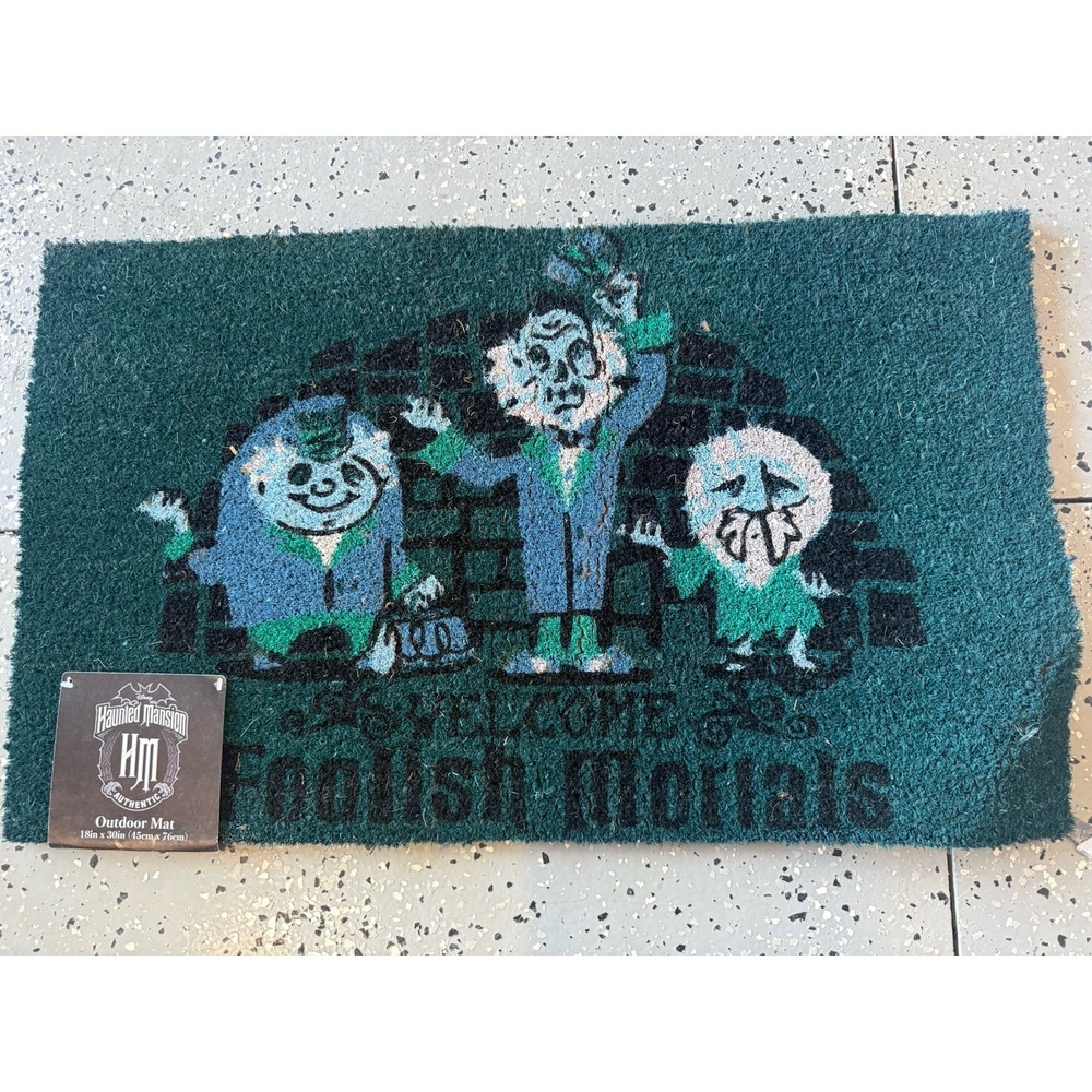 Disney Hitchhiking Ghosts Haunted Mansion Door Mat Rug Thick Bristle Rubber New